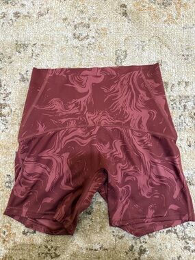 Gymshark Maroon Patterned High-Waist Athletic Shorts